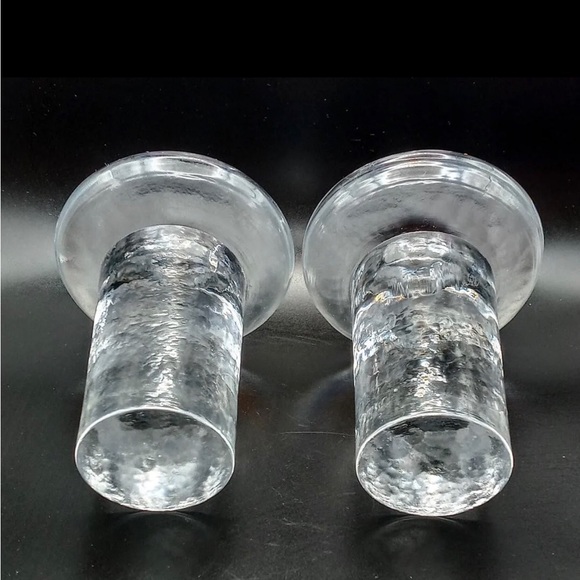 Blenko Art Glass 2 Mushroom Ice Taper Candle Holders 4” MCM Vintage 70s - Picture 5 of 7